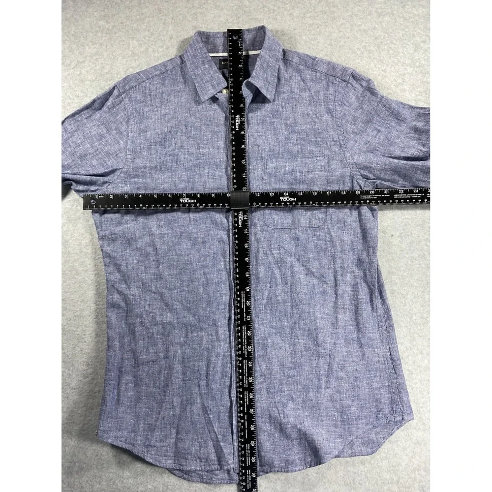 Banana Republic Mens Linen Shirt Long Sleeve Blue Button Down Small 1778